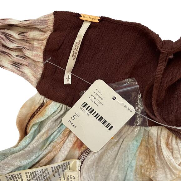 NWT Free People Sandstorm Halter Top - Brown with Multicolors - Beaded - Size S - Picture 6 of 8